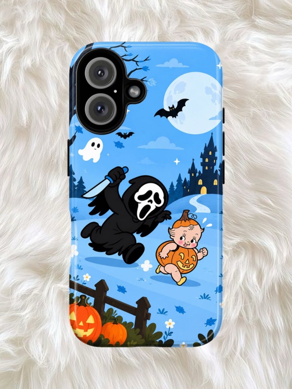 Ghosts Halloween Costume - Blue Scream & Pumpkin Design